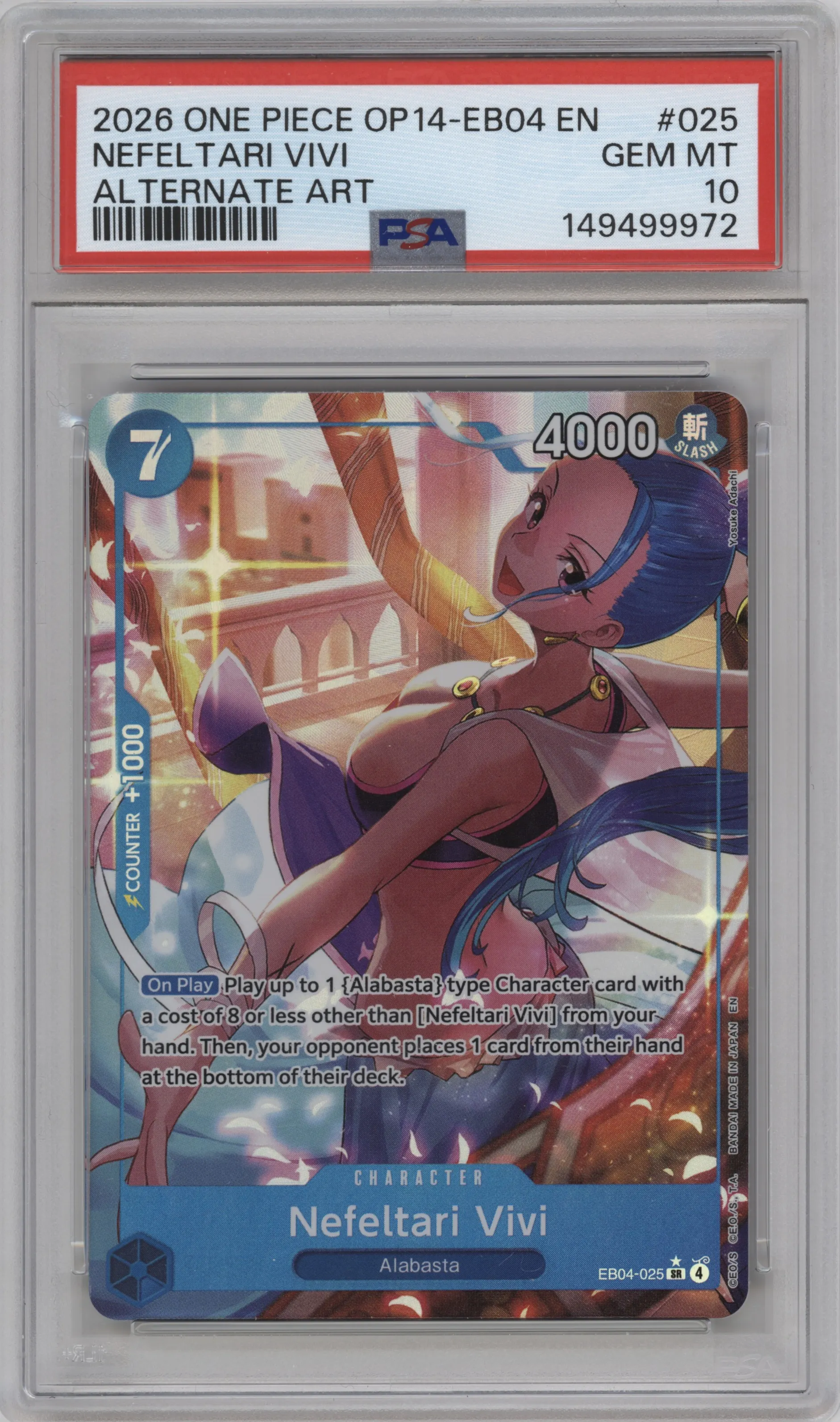 2026 One Piece The Azure Sea's Seven Nefeltari Vivi Alternate Art PSA 10