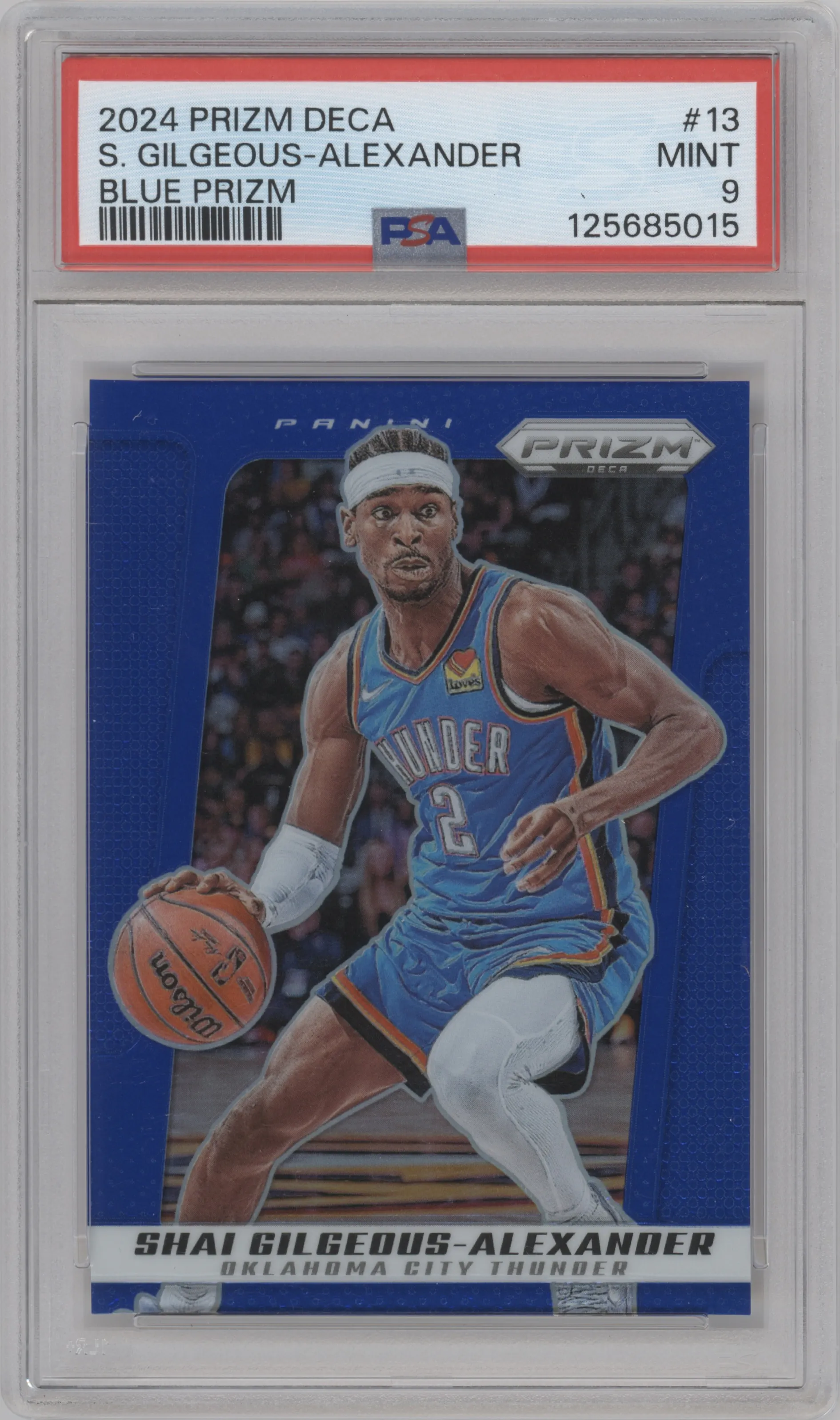 2024 Panini Prizm Deca Shai Gilgeous-Alexander Blue Prizm PSA 9