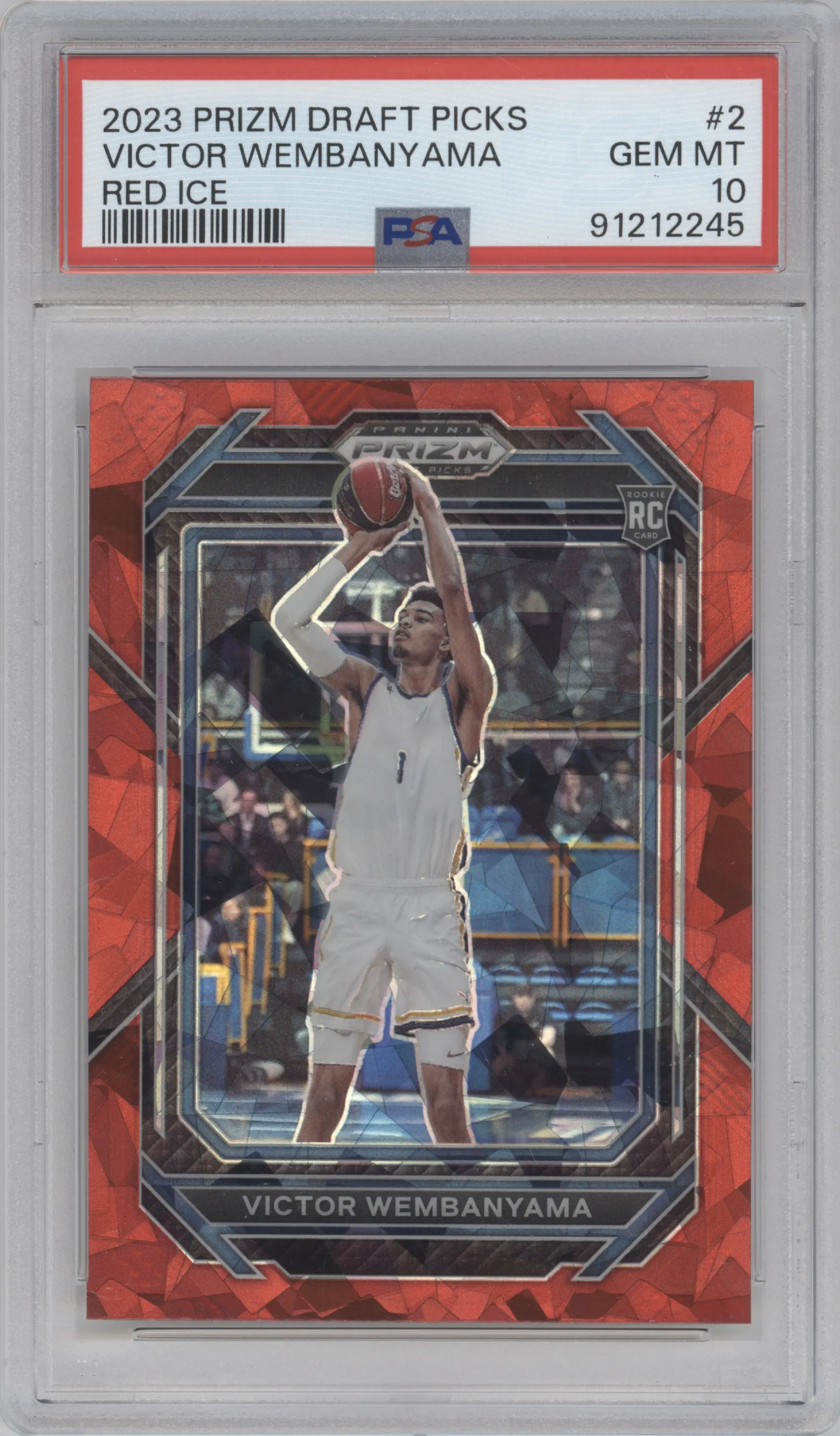 2023 Panini Prizm Draft Picks Victor Wembanyama Red Ice #2 PSA 10