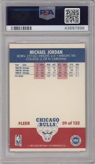 Michael Jordan from the 1987-88 Fleer set graded by PSA and given an overall grade of 9.