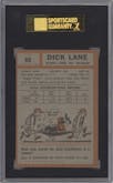 Dick Lane from the 1962 Topps set graded by SGC and given an overall grade of 7.