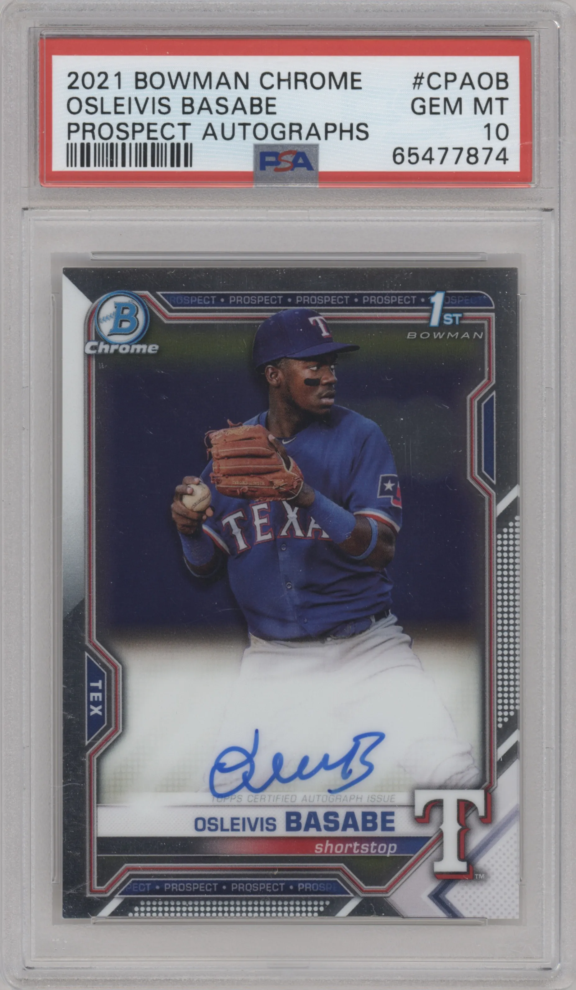 2021 Bowman Chrome Pros.Auto Osleivis Basabe #CPA-OB PSA 10
