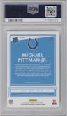 Michael Pittman Jr. from the 2020 Panini Donruss Optic set featuring a Holo parallel graded by PSA and given an overall grade of 10.