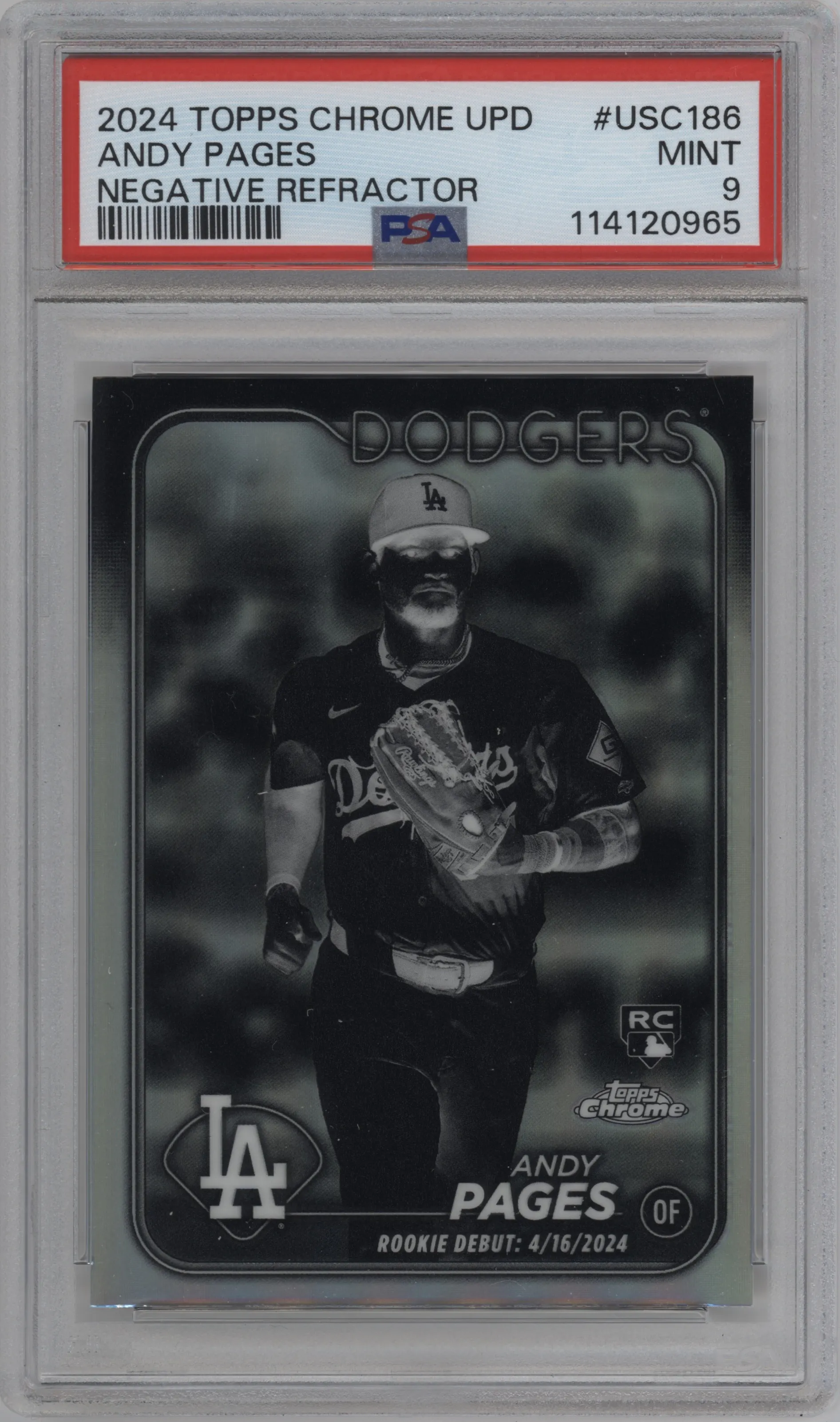 2024 Topps Chrome Update Andy Pages Negative Refractor PSA 9