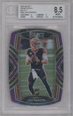 Joe Burrow from the 2020 Panini Select set featuring a Die-Cut Purple parallel graded by Beckett and given an overall grade of 8.5.