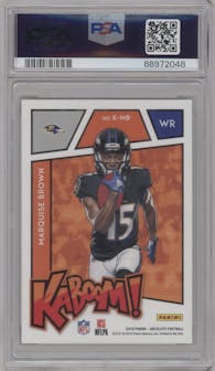 Marquise Brown from the 2019 Panini Absolute set graded by PSA and given an overall grade of 10.