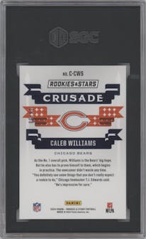 Caleb Williams from the 2024 Panini Rookies & Stars set featuring a Blue parallel graded by SGC and given an overall grade of 10.