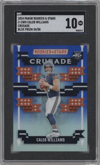 Caleb Williams from the 2024 Panini Rookies & Stars set featuring a Blue parallel graded by SGC and given an overall grade of 10.