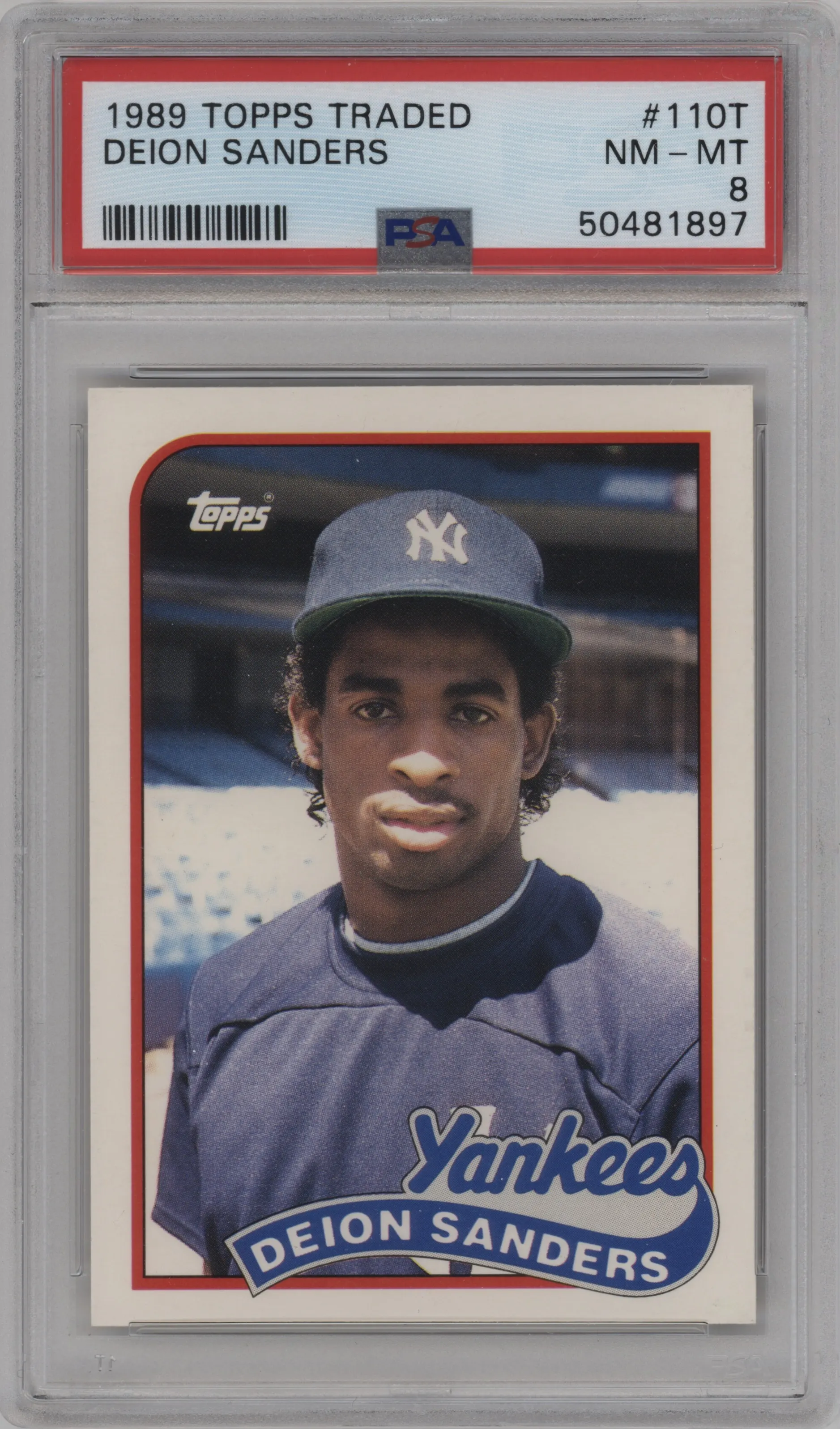 1989 Topps Traded Deion Sanders PSA 8