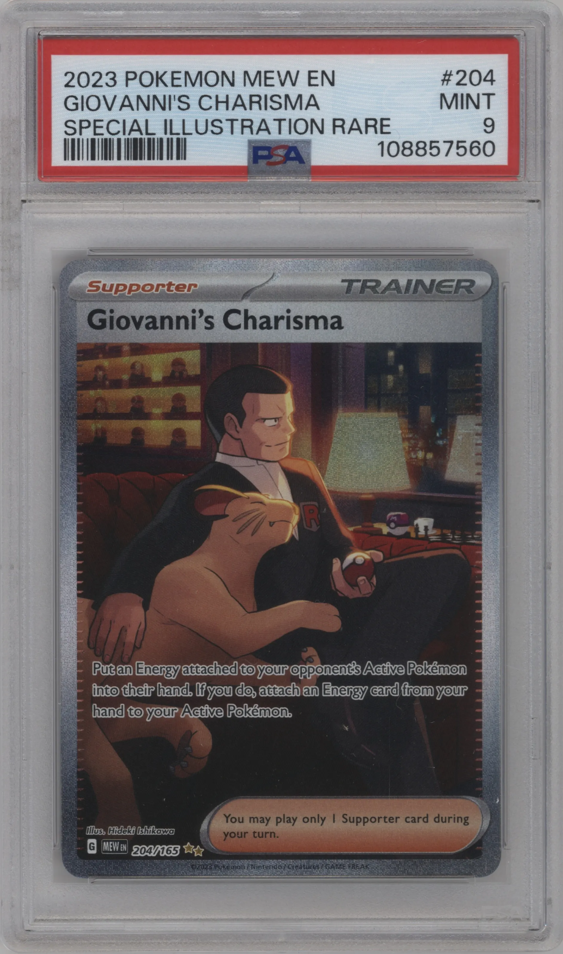 2023 Pokemon SV Giovanni's Charisma #204 PSA 9