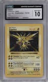 Zapdos from the 1999 Pokemon set graded by CSG and given an overall grade of 10.