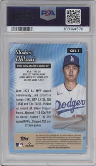 Shohei Ohtani from the 2024 Topps Chrome set graded by PSA and given an overall grade of 9.