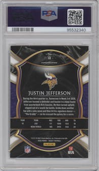 Justin Jefferson from the 2020 Panini Select set graded by PSA and given an overall grade of 10.