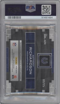 Anthony Richardson  from the 2023 Panini Spectra set featuring a Hyper parallel graded by PSA and given an overall grade of 10.