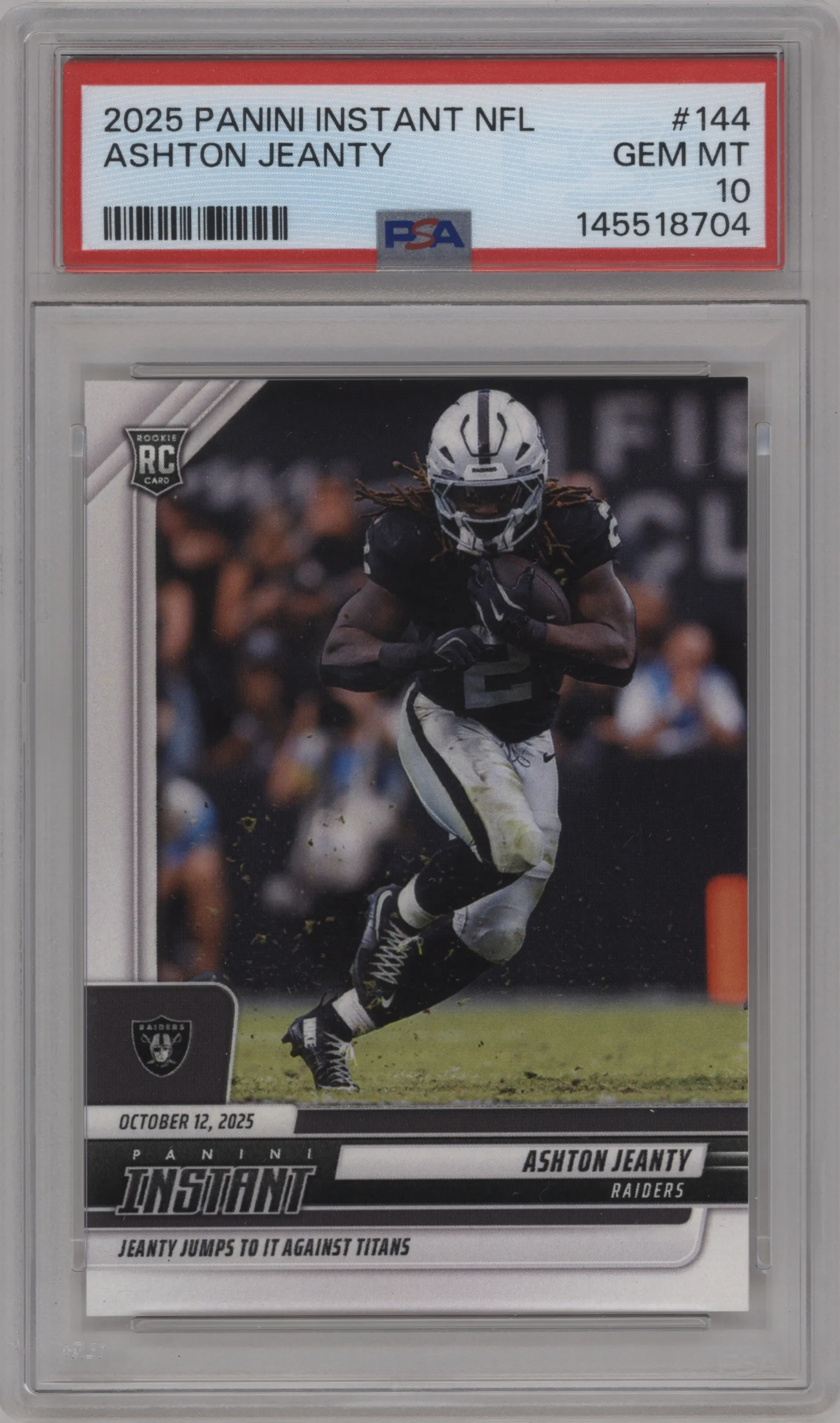2025 Panini Instant Ashton Jeanty #144 PSA 10