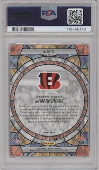 Ja'Marr Chase from the 2023 Panini Mosaic set graded by PSA and given an overall grade of 10.