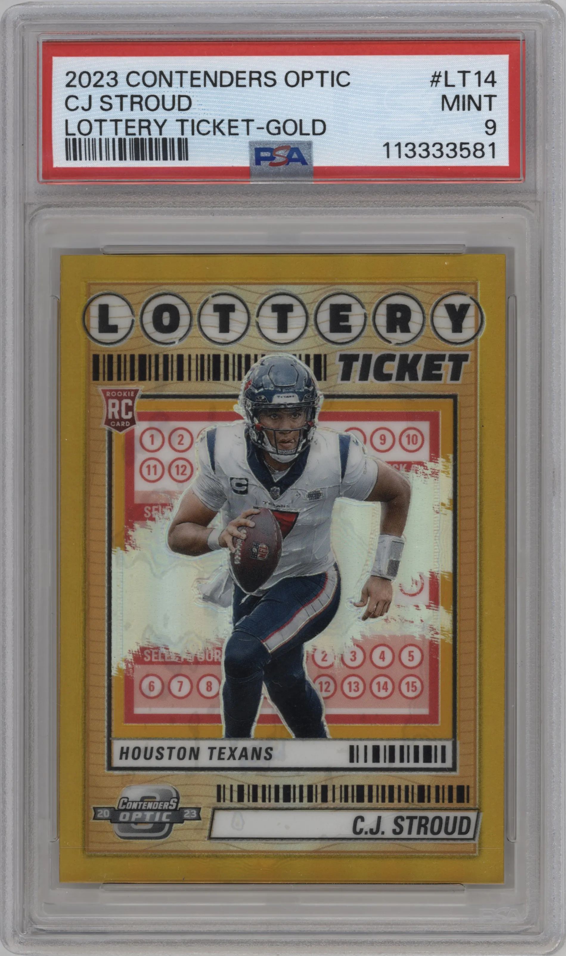 2023 Panini Contenders Optic Lottery Ticket C.J. Stroud Gold PSA 9