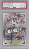 Jayden Daniels from the 2024 Panini Luminance set graded by PSA and given an overall grade of 10.