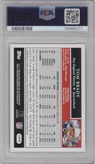 Tom Brady from the 2005 Topps Turn Back The Clock set graded by PSA and given an overall grade of 10.