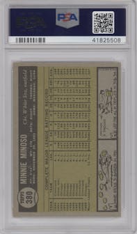 Minnie Minoso from the 1961 Topps set graded by PSA and given an overall grade of 5.