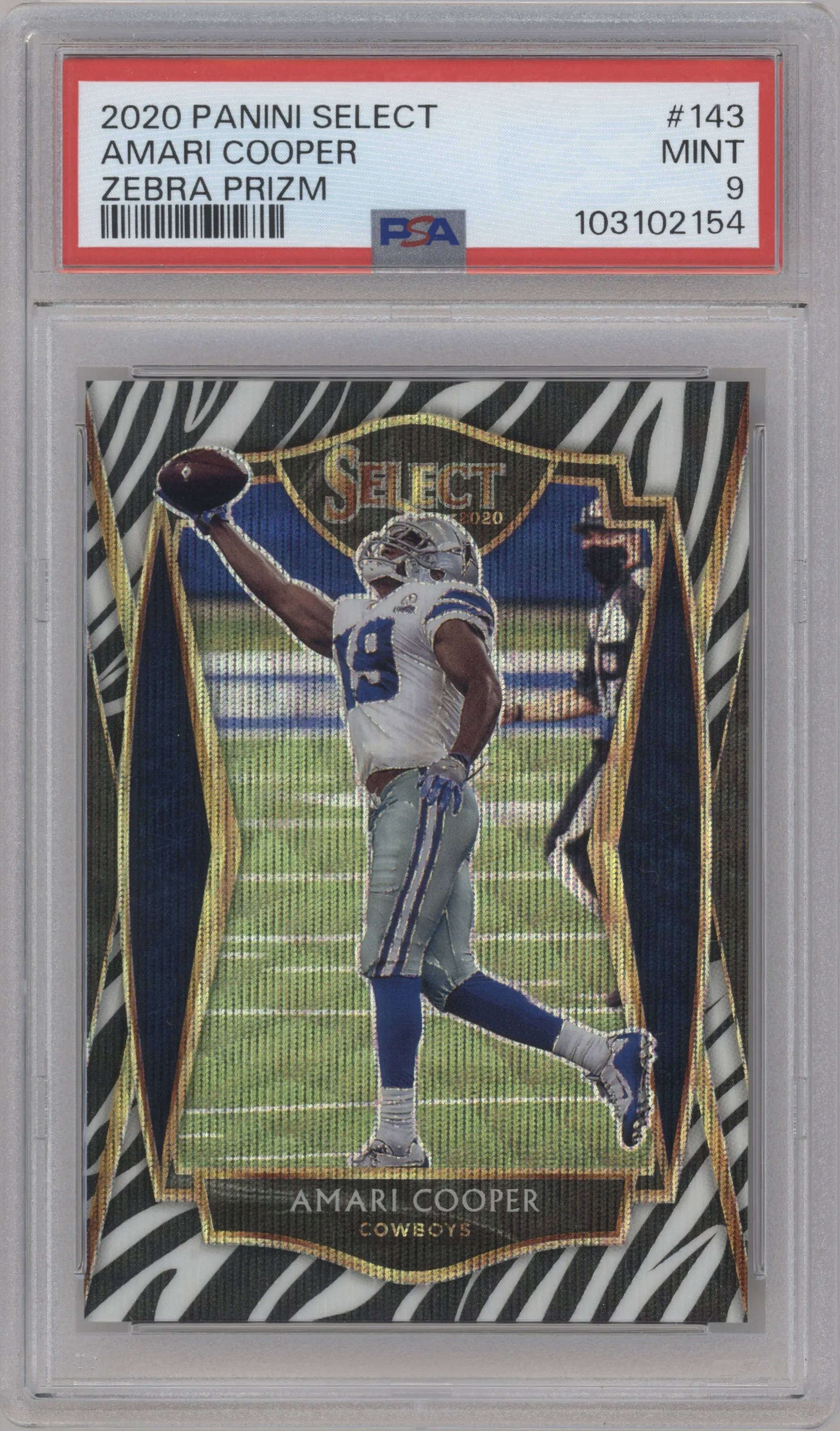 2020 Panini Select Pre.Lvl. Amari Cooper Zebra #143 PSA 9