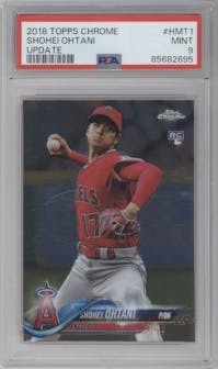 Shohei Ohtani from the 2018 Topps Chrome Update  set graded by PSA and given an overall grade of 9.