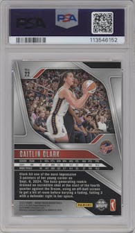 Caitlin Clark from the 2024 Panini Prizm WNBA set graded by PSA and given an overall grade of 9.
