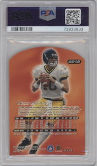 Tom Brady from the 2000 Fleer Ultra set graded by PSA and given an overall grade of 7.