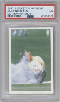 Jack Nicklaus from the 1987 BBC A Question of Sport UK set featuring a Variation parallel graded by PSA and given an overall grade of 7.