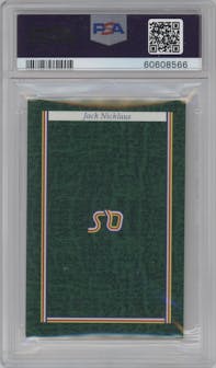 Jack Nicklaus from the 1987 BBC A Question of Sport UK set featuring a Variation parallel graded by PSA and given an overall grade of 7.