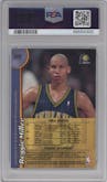 Reggie Miller from the 1998-99 Topps Finest set featuring a Refractor parallel graded by PSA and given an overall grade of 9.