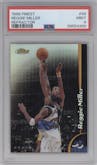 Reggie Miller from the 1998-99 Topps Finest set featuring a Refractor parallel graded by PSA and given an overall grade of 9.