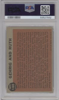 Gehrig and Ruth from the 1962 Topps set graded by PSA and given an overall grade of 5.