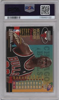 Michael Jordan  from the 1997-98 Metal Universe set graded by PSA and given an overall grade of 9.