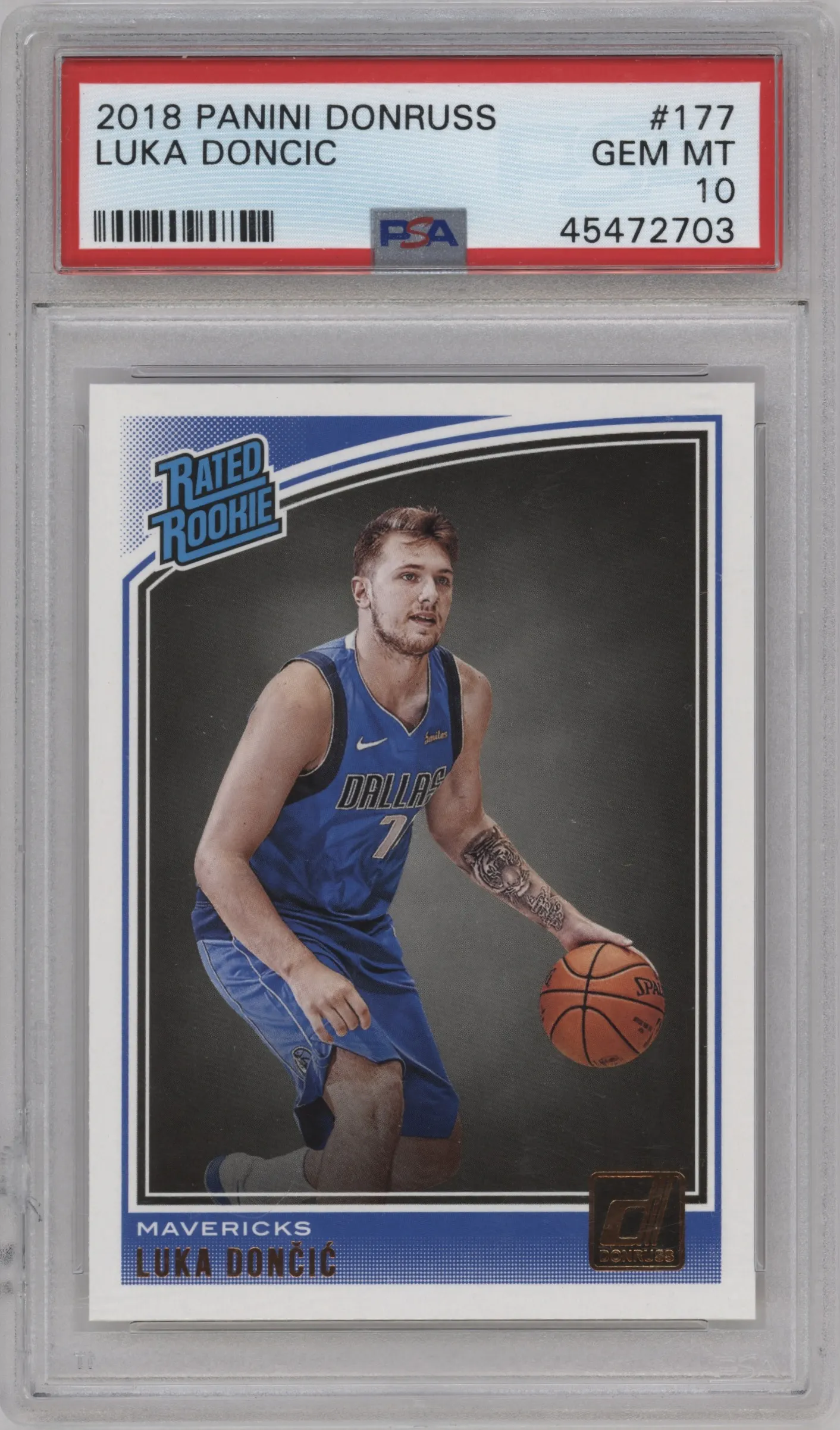 2018 Panini Donruss Rated Rookie Luka Doncic PSA 10