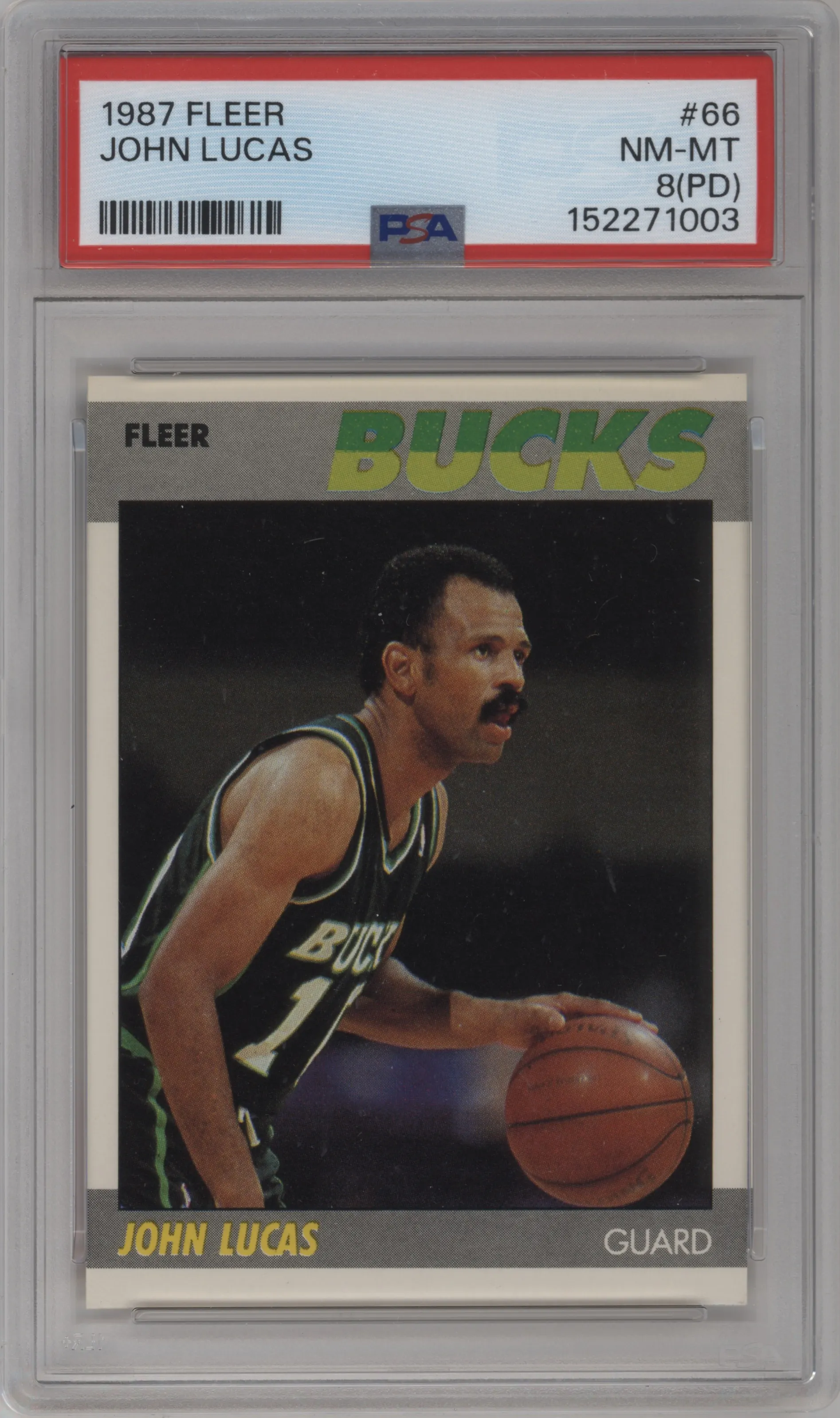 1987 Fleer John Lucas Print Defect PSA 8