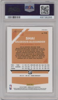 Shai Gilgeous-Alexander from the 2019-20 Panini Donruss Optic set featuring a Orange parallel graded by PSA and given an overall grade of 10.