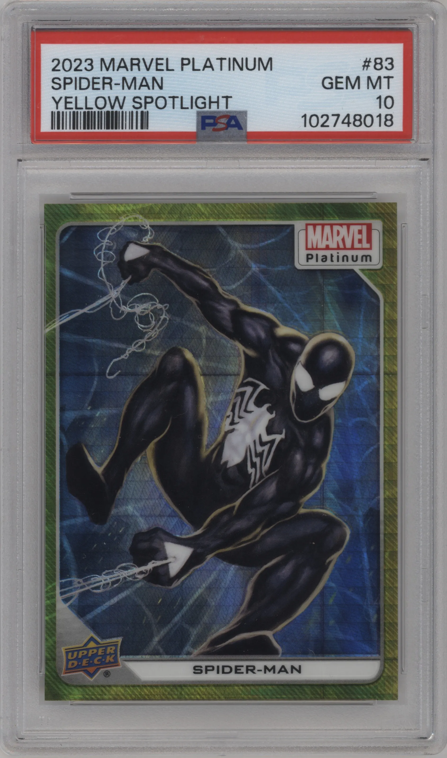 2023 Upper Deck Marvel Platinum Spider-Man Yellow Spotlight #83 PSA 10