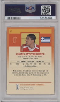 Giannis Antetokounmpo from the 2013-14 Fleer Retro set graded by PSA and given an overall grade of 9.