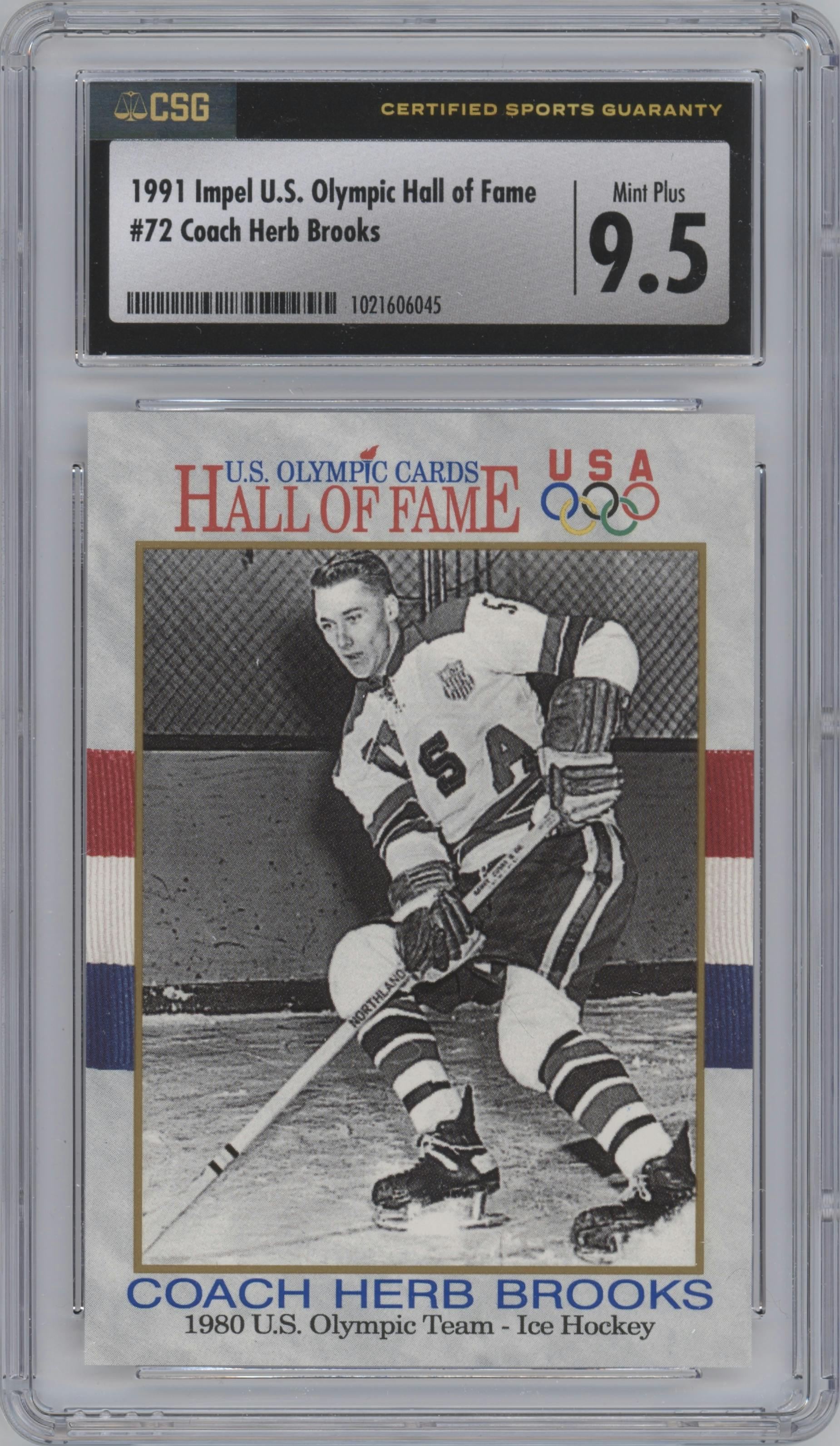 Coach Herb Brooks from the 1991 Impel U.S. Olympic Hall of Fame set graded by CSG and given an overall grade of 9.5.