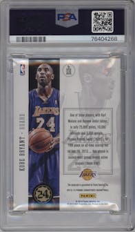 Kobe Bryant from the 2012-13 Panini Signatures set featuring a Red parallel graded by PSA and given an overall grade of 8.