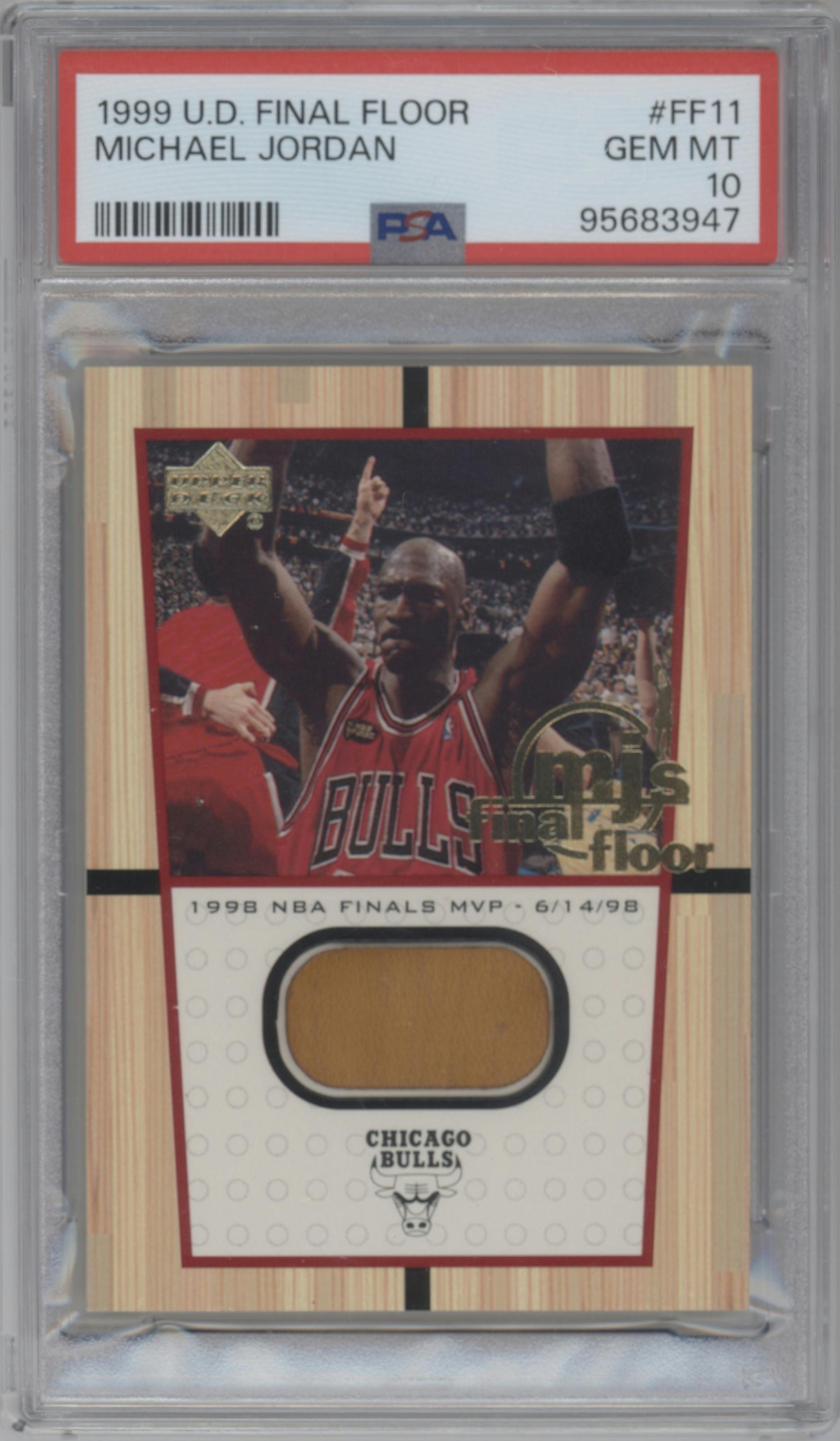 Michael Jordan from the 1999-00 Upper Deck set graded by PSA and given an overall grade of 10.