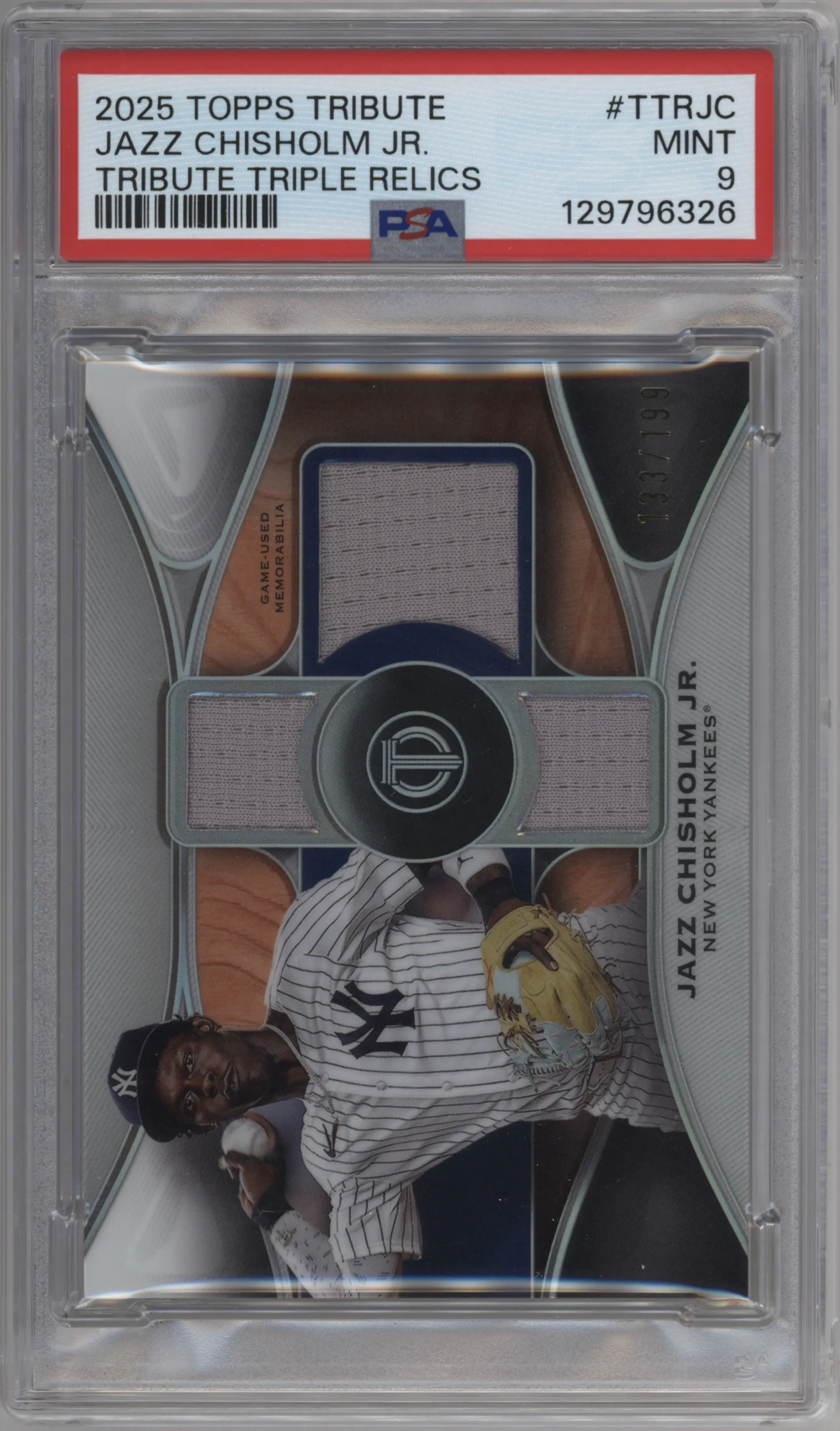 2025 Topps Tribute Triple Rlc. Jazz Chisholm Jr. #TTR-JC PSA 9