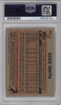 Ozzie Smith from the 1983 Topps set graded by PSA and given an overall grade of 10.