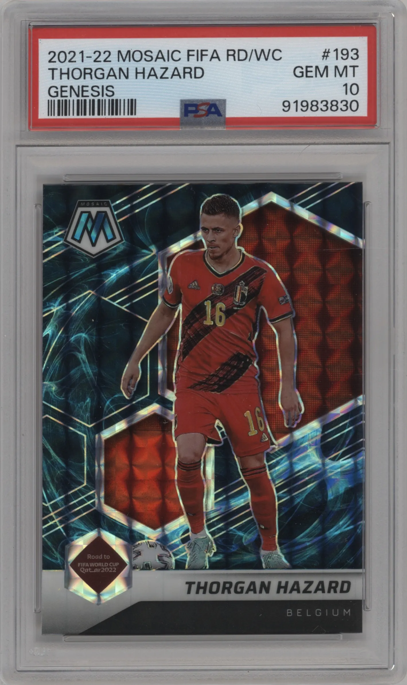 2021 Panini Mosaic Road to FIFA World Cup Thorgan Hazard Genesis #193 PSA 10