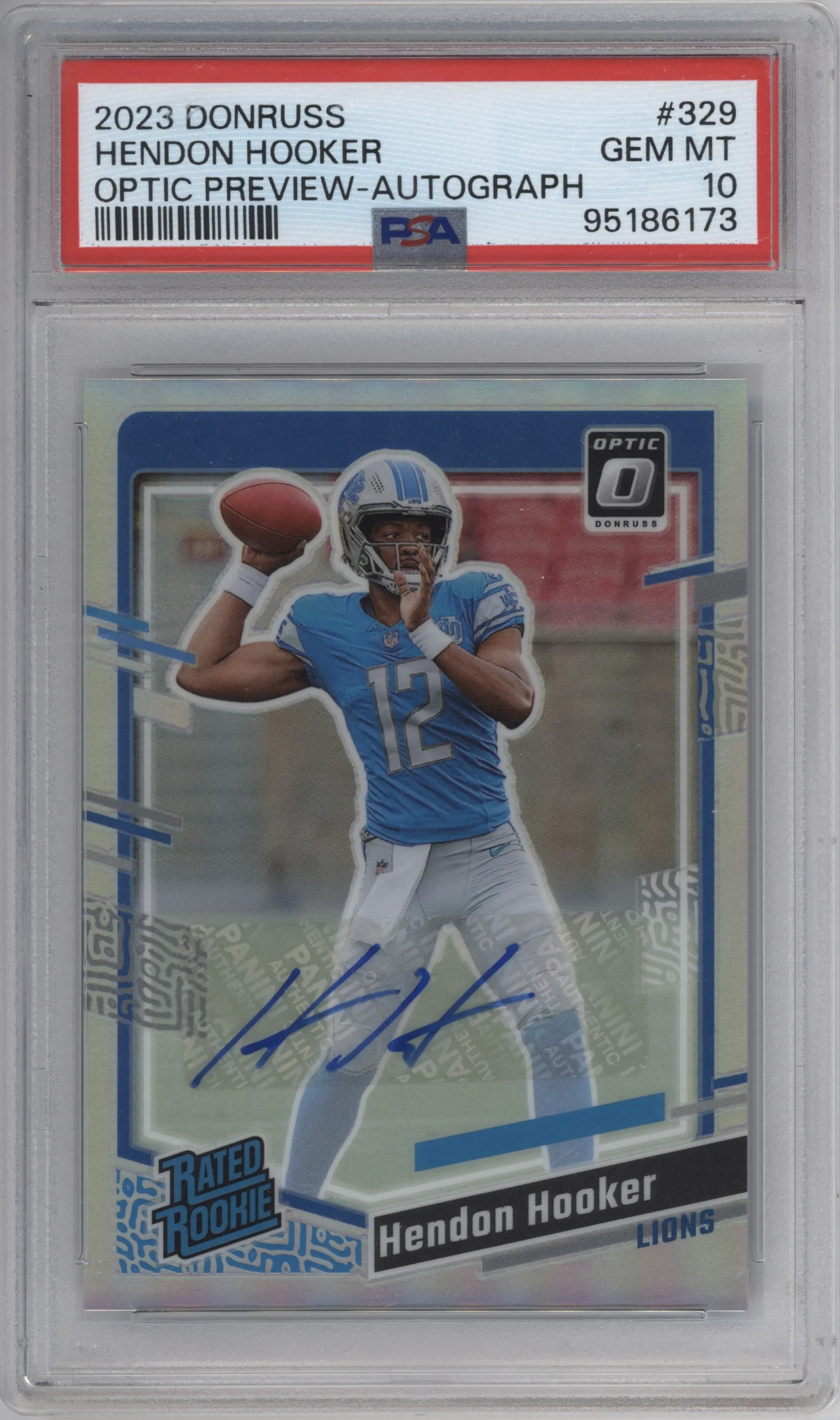 2023 Panini Donruss Optic RR Preview Auto Hendon Hooker #329 PSA 10