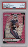 Michael Penix Jr. from the 2024 Panini Prizm set featuring a Pink Wave parallel graded by PSA and given an overall grade of 10.