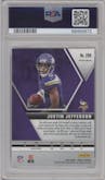 Justin Jefferson from the 2020 Panini Mosaic set featuring a Reactive Orange parallel graded by PSA and given an overall grade of 10.