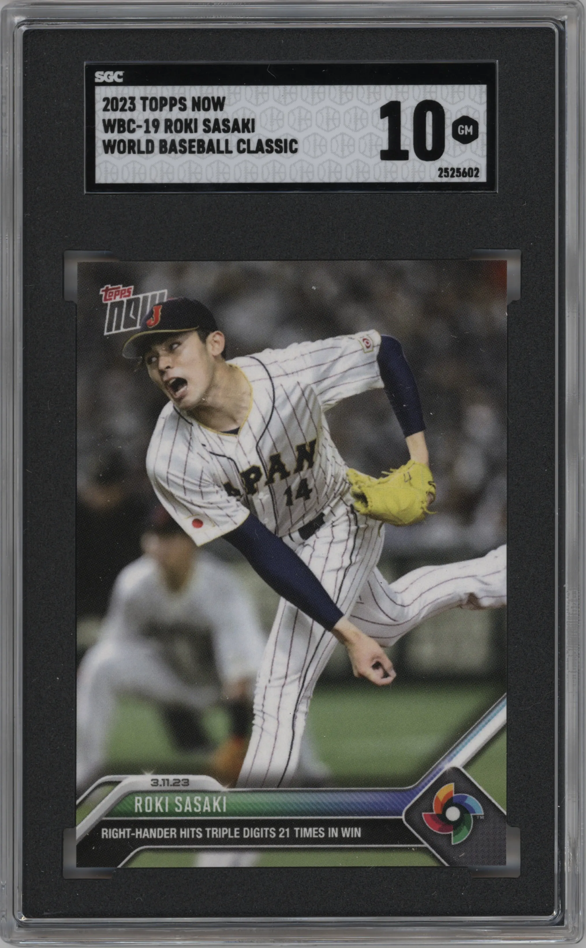 2023 Topps Now World Baseball Classic Roki Sasaki #WBC-19 SGC 10