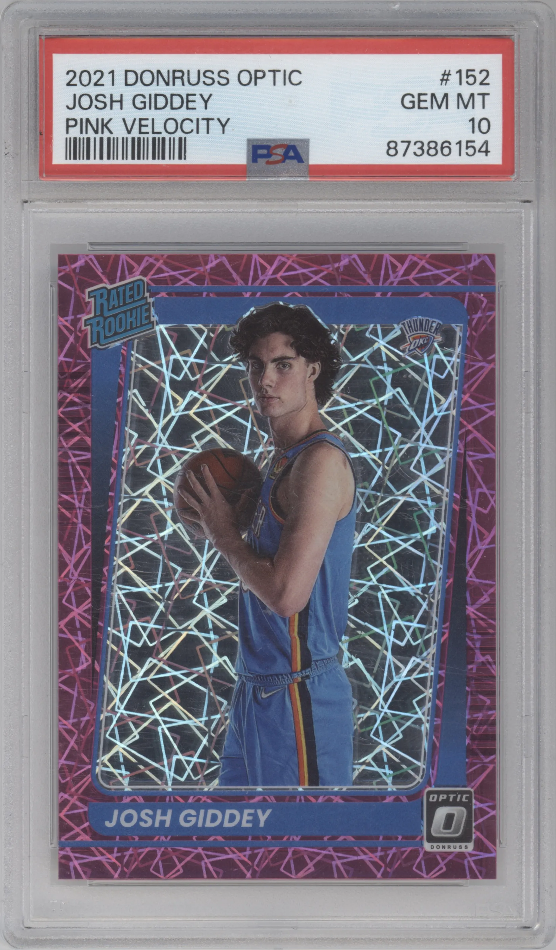 2021 Panini Donruss Optic Rated Rookie Josh Giddey Pink Velocity PSA 10